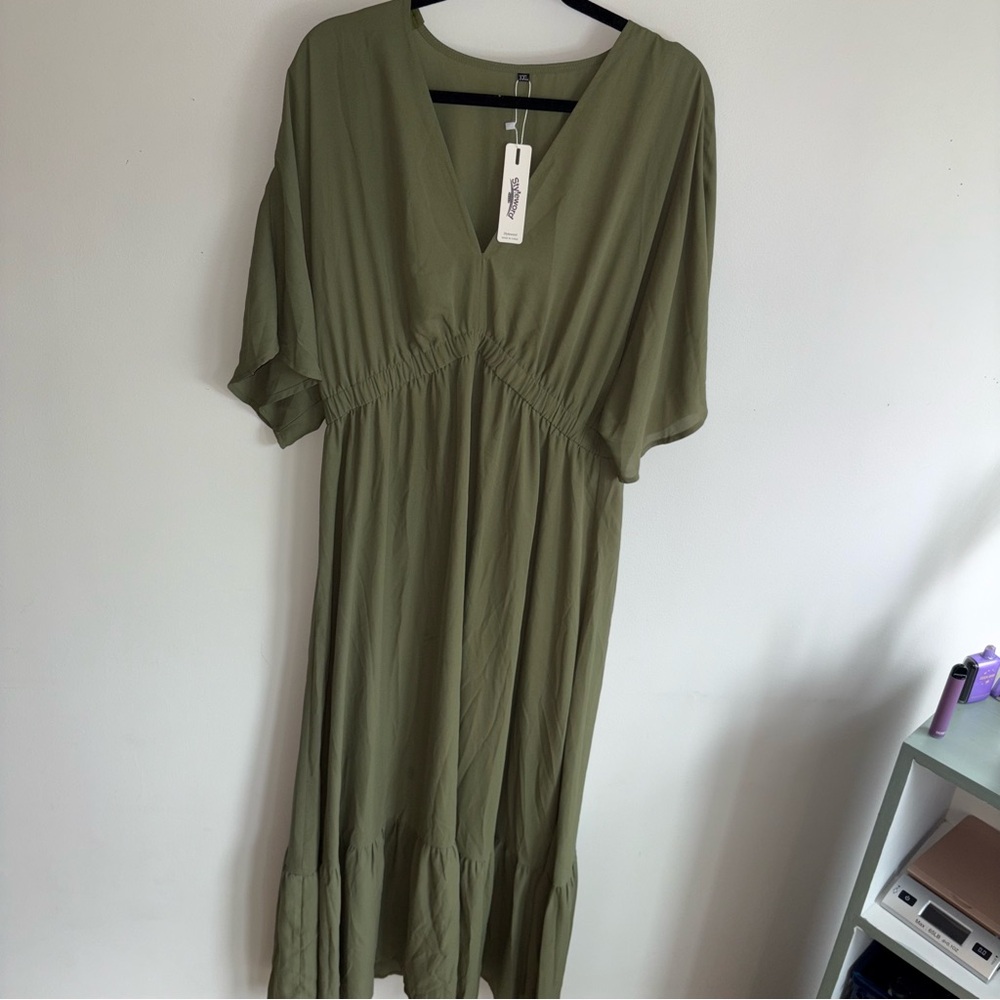 Styleword Olive Green V-Neck Dress XXL